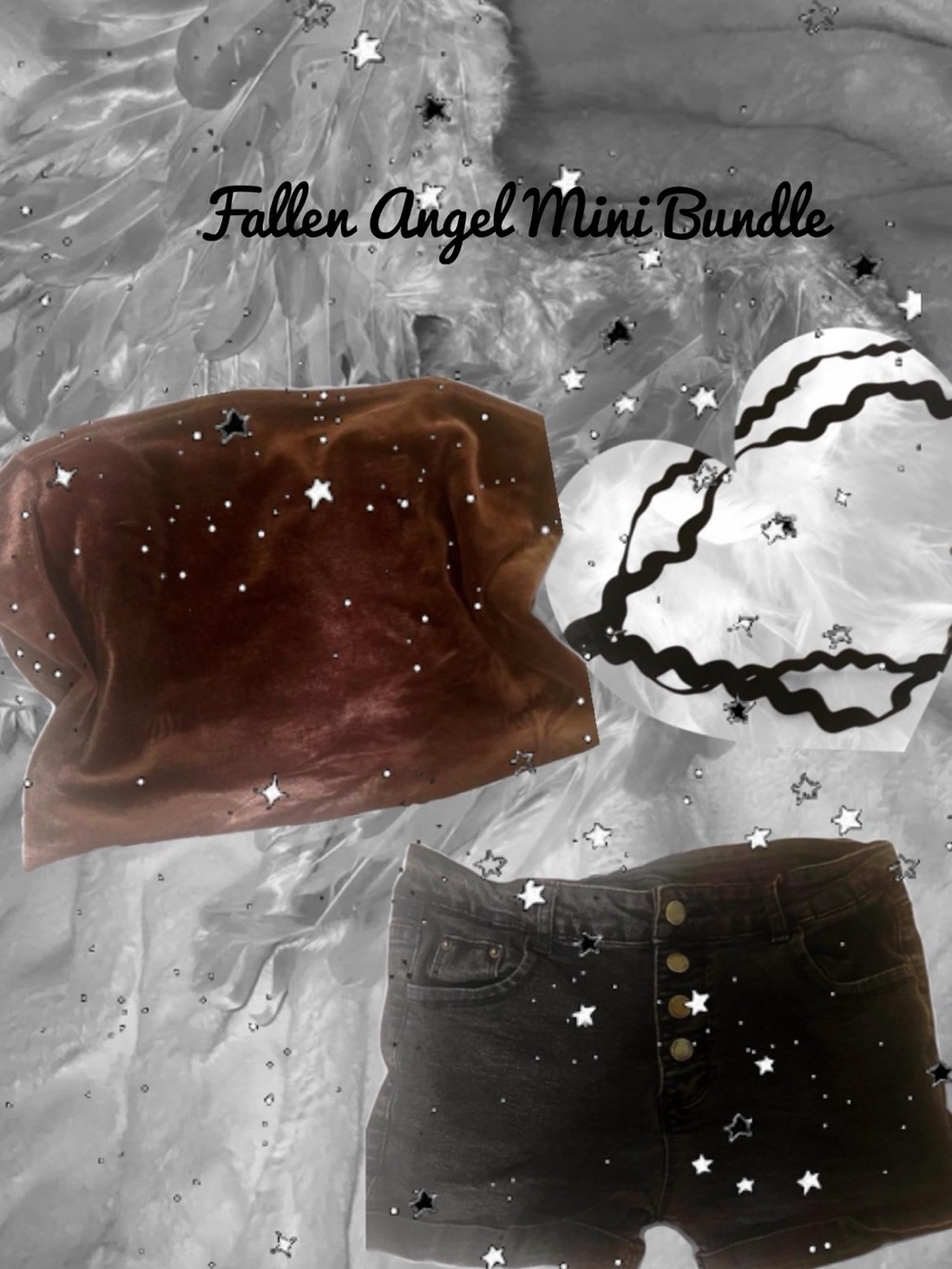 Fallen Angel Mini Bundle | Brown Velvet Cami + Black Button Shorts + Choker
